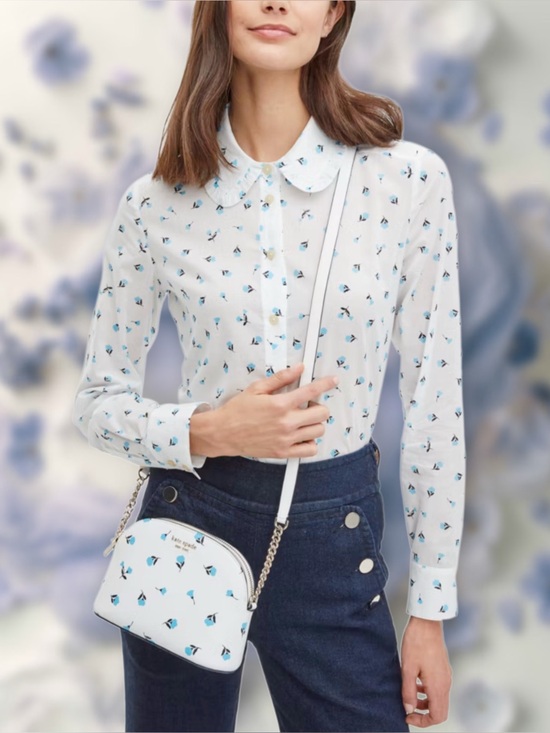 kate spade Handbags - Kate Spade Spencer Dainty Bloom Small Dome Bag Chain Crossbody White Blue Floral